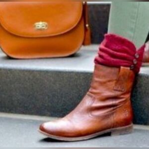 Frye Anna Shortie Brown Leather Boots EUC